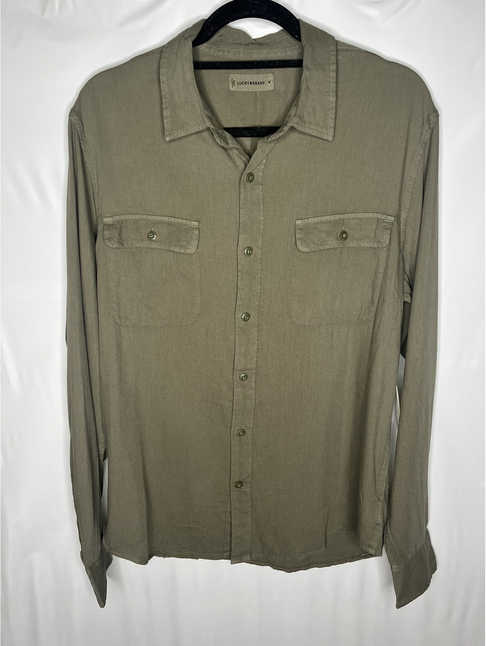 NWT Lucky Brand Men's Green Button Down Shirt Size Medium